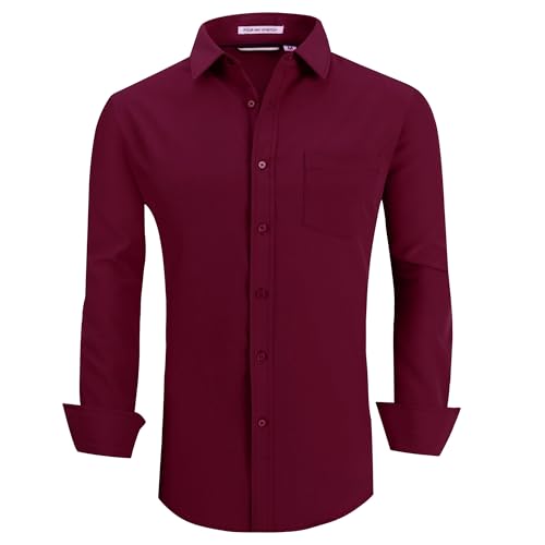 Alex Vando Mens Dress Shirts Regular Fit Long Sleeve Stretch Business Dress Shirts for Men