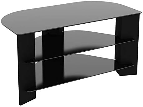 AVF FS900VARBB-A Soporte Varano para TV con patas negras y estantes de vidrio negro. Se adapta a la mayoría (no todos) de televisores en estos