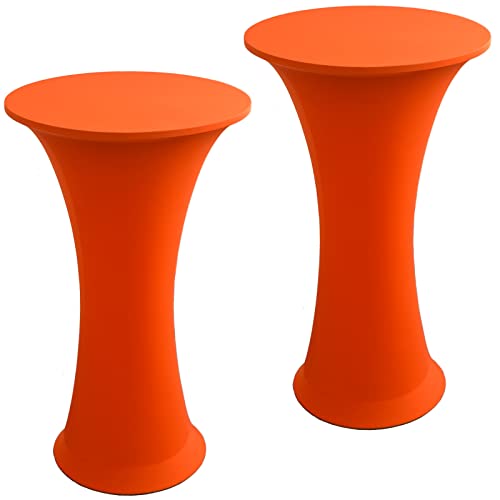 Image of Cocktail Table Covers - 2 Pack 24 inchx43 inch Fitted Highboy Table Cloth - Orange
