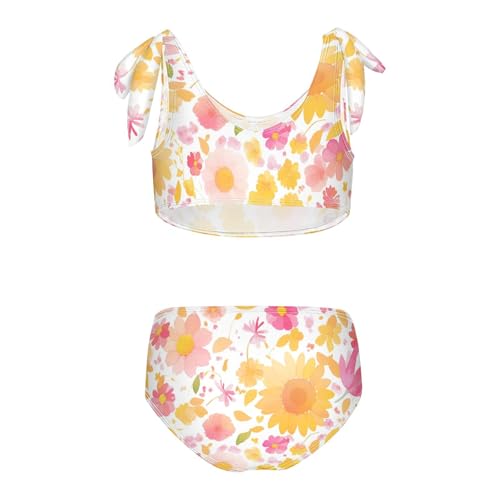 KLL Summer Small Fresh Watercolor Girls' 2 Piece Bikini Set Beach Swimsuits Swimwear Cute Shoulder Strap2
