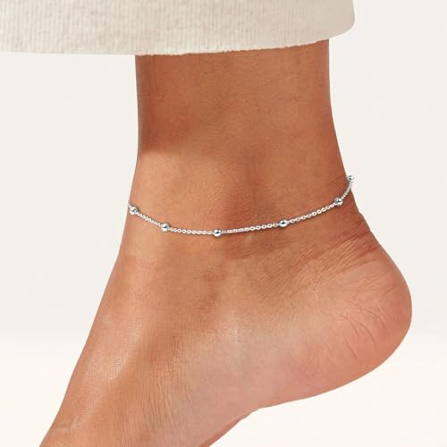 ChicSilver 925 Sterling Silver Ankle Bracelet for Women, Simple Durable Cuban Link/Figaro/Twist Rope Chain Anklets for Beach Party(with Gift Box) - Image 4