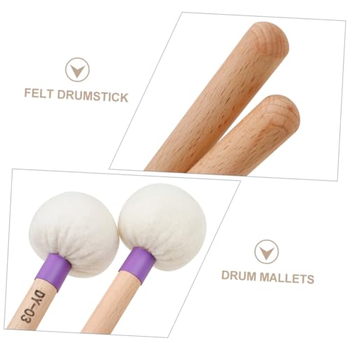 2 baquetas con cabezas de fieltro y mango de madera morado miniatura 6