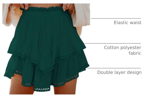 Image of Aoudery Flowy Shorts for Women Casual Boho Ruffle Tiered Skorts High Waist Mini Skirts Golf Tennis Crochet Shorts