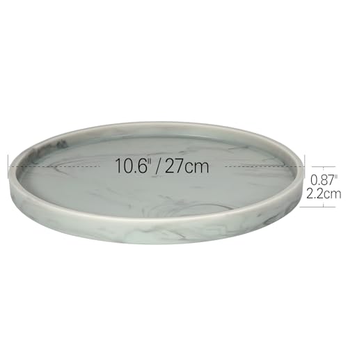 Emibele Vanity Tray, Resin Round Tray Decorative Storage Organizer for Bathroom Toilet Tank Bedroom Kitchen Countertop, Jewelry Storage Dresser for Candle,Lotion Bottle,Cosmetics, Matte Ink Grey