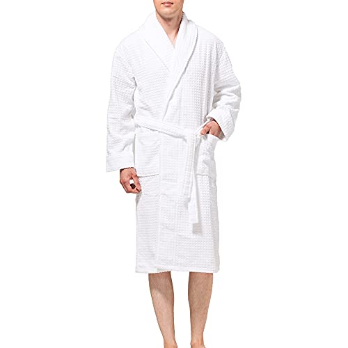 Alpine Swiss Dario Mens Luxury Waffle Knit Cotton Bathrobe Shawl Collar Hotel Spa Robe3