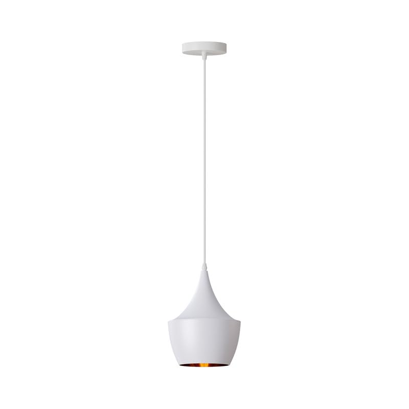 LEDSone Vintage Retro Metal Pendant Lampshades, Vintage Industrial Style Ceiling Lamp Shade, E27 Bulb Hanging Lampshade Gold Inner for Kitchen Living Room Restaurant (Type 1 White)
