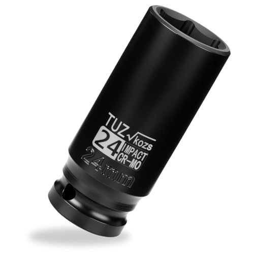 Image of 1 /2 Inch Drive 24mm Deep Metric Impact Socket,CR-MO,6 Point Radius Corner Design,Square Chamfered Opening,Axle Nut Impact Grade Socket for Easy Removal