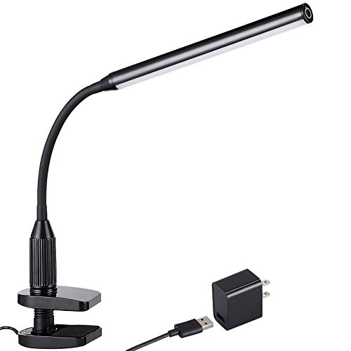 TORCHSTAR Dimmable LED Desk Lamp, 26 LEDs Flexible Study Clamp Table Lamp, Memory Function, Eye-Care, Touch Control, 5W, USB Powered, ETL-Listed Power Adapter, for Bedroom Office Reading Work, Black