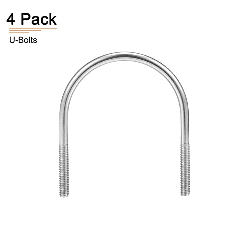 Image of DTGN 2-3 /8 inchx3.19 inch(DXL) Round U-Bolts - 4Pack - Good for Construction Industry - 304 Stainless Steel Round Bend U Bolt - Silver