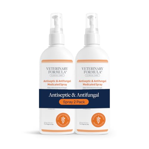 Veterinary Formula Clinical Care Antiseptic and Antifungal Spray for Dogs and Cats - Helps Alleviate Scaly Greasy or Red Skin and Supports Skin Prone to Odor Causing Buildup - Pack of 2 8 oz Each
