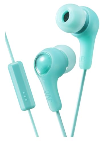 JVC Gumy Plus In Ear Headphones Earphones with Bass Boost, Comfortable Earbuds and Built In Mic and Remote for Call Handling, Green