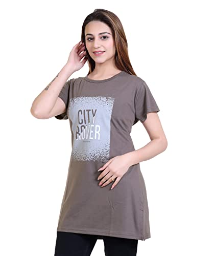 Image of New Crush Women Cotton Printed Regular Fit T-Shirts /Top /Long Night Wear T-Shirt for Women's & Girls (Pack of 2)