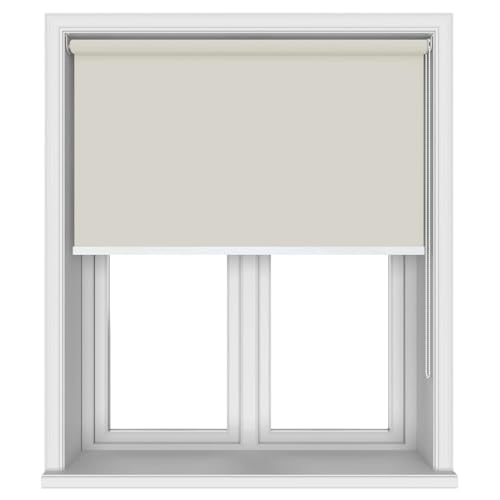 Image of 100% Blackout Roller Blinds for Windows 45 Inch W X 60 Inch L Roll-Up Shades Sun UV Protection for Home & Office, Ivory| Heavy Duty in 38 MM Pole