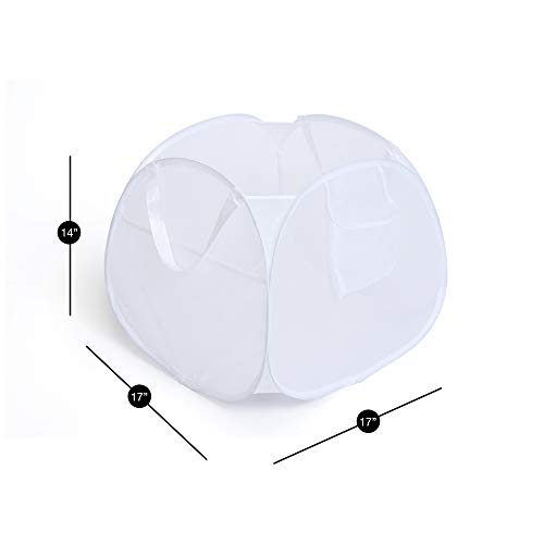 Smart Design Deluxe Mesh Pop Up Square Laundry Basket Hamper W/ Side Pockets & Handles - Durable Fabric Collapsible Design - For Clothes & Laundry - Home - (Holds 2 Loads) (17 X 14 Inch) [White] #TOP2