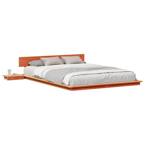vidaXL Estructura de Cama Marrón 150 x 200 cm Madera, Decoración de Dormitorio Moderna, Cama Rectangular con mesita, Muebles de Madera, Estilo Minimalista