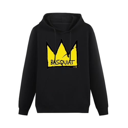 BARLOTUS Basquiat King Crown Art Men's Hoodies Graphic Pullover Sweatshirts Unisex Black Printed Hooded XL