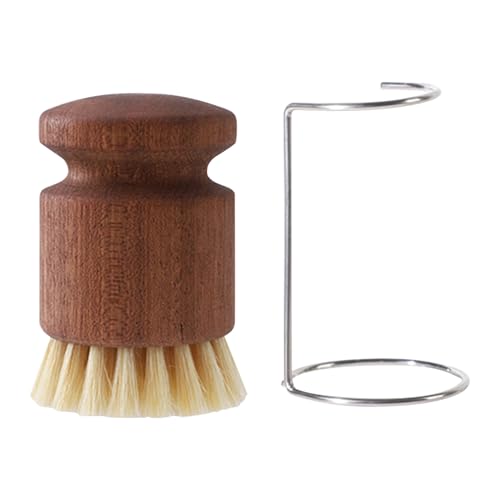 Cepillo para lavavajillas | Cepillo de cocina de madera con soporte de almacenamiento – Limpiador ergonómico para ollas, cocinas, inodoros, fregaderos, pared, encimeras, dormitorios