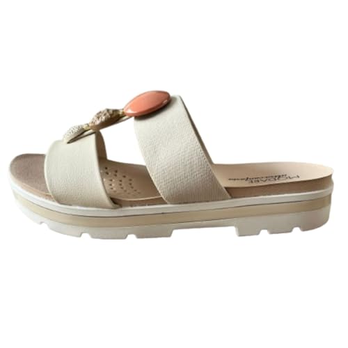Sandália flat tamanco slide feminino modare ultraconforto 7132.138 (Creme, BR, Adulto, Numérico, 37)