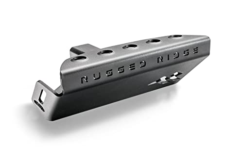 Image of Rugged Ridge Hitch Skid Plate | Black, Steel | 18013.01 | Fits 2007-2026 Jeep Wrangler JK /JL; 2020-2026 Jeep Gladiator JT w / 2 inch Receiver Hitch