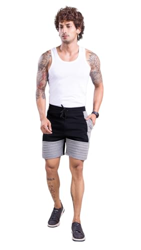Image of Men's Cotton Regular Fit Casual Shorts with Side Zipper Pockets, Design for Casual, Gym and Sporty Looks
