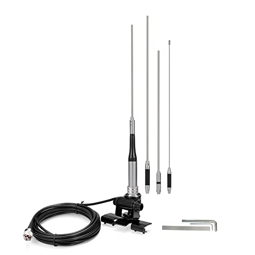 Bingfu High Gain 62inch Mobile Ham Radio Antenna VHF UHF Dual Band 144 430MHz Lip Mount Anti-Rust Antennas PL259 Male 16.5Ft RG58 Cable for Vehicle Car Truck Amateur Two Way Radio