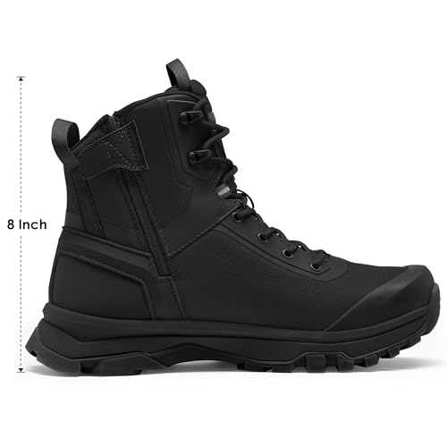tactical boots for men lightweight military combat boot side zipper motorcycle hiking work boots waterproof 8 inches