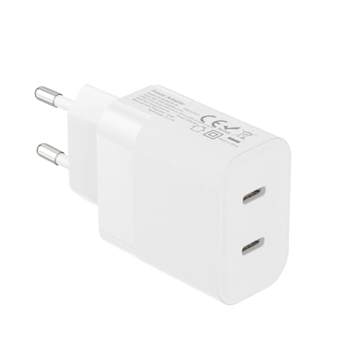 European Dual USB Type C Fast Charger Europe Travel Adapter for Apple iPhone 15 14 13 12 11 Pro Max SE iPad Samsung Pixel Moto EU Euro International Wall Plug France Spain Israel 20W/20W PD Charging