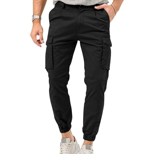 Mens Slim Fit Cargo Jogger Pants Stretch Thick Cotton Casual Tactical Pants with Zipper Pockets Streetwear Trousers2