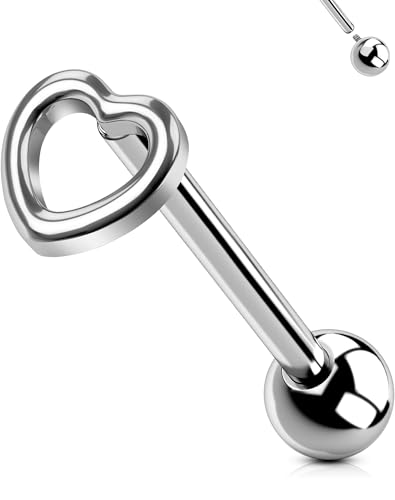 OUFER 14G Titanium Tongue Piercing Jewelry Heart Tongue Rings for Women Internal Thread Body Piercing Jewelry-16mm