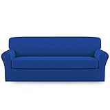 Picture of Easy-Going 2 Pieces Microfiber Stretch Sofa Slipcover – Spandex Soft Fitted Sofa Couch Cover, Washable Furniture Protector with Elastic Bottom Kids,Pet (Oversized Sofa, Classic Blue)