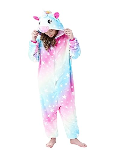Ovender Kigurumi Disfraz de animal para adulto, para carnaval, Halloween, fiestas, espectáculos, fiestas de Navidad, cosplay interior de invierno, unisex, M, poni unicornio estrella