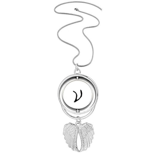 Collier alphabet grec nu noir ailes d'ange aux finitions artistiques et soignées