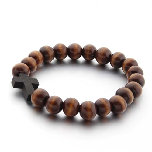 Pulsera de cuentas de madera 10MM estilo boho miniatura 4