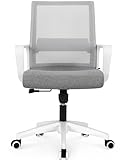 NEO CHAIR Office Desk Chair Ergonomic Mid Back Mesh with Lumbar Support Comfy Cushion Swivel Adjustable Height Gaming Chairs for Home Office (Grey)