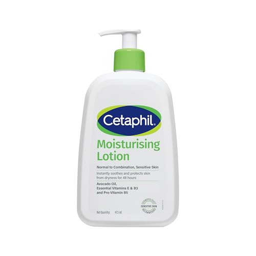 Cetaphil Moisturising Lotion 473 ml for Dry to Normal & Sensitive Skin | 48H Hydration with Niacinamide, Panthenol & Glycerin | Fragrance-Free, Non-Greasy, Dermatologist Recommended, For Face and Body