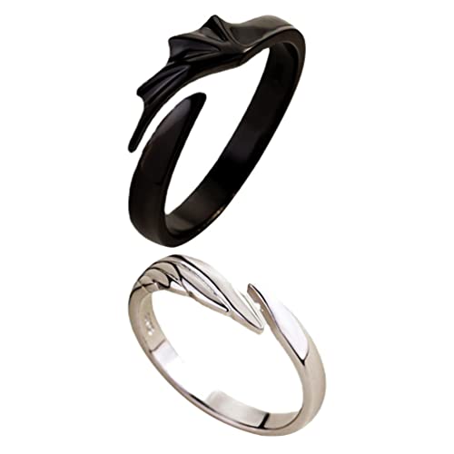 Holibanna 2 Uds Alas de Ángel Diablo Pareja Anillo Casual Ajustable Amantes Pareja Anillo Abierto Regalo de Joyería Cover