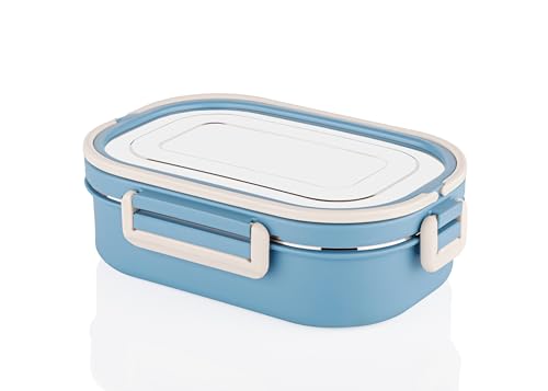 Image of RITU Big Belly Airtight Lunch Box with steel Insulated Plastic Large Container with 200ml Veggie Box|Leak -Proof|BPA-Free|Food Grade|Keeps Food Hot and Fresh for Hours|Ideal for School,Travel & office