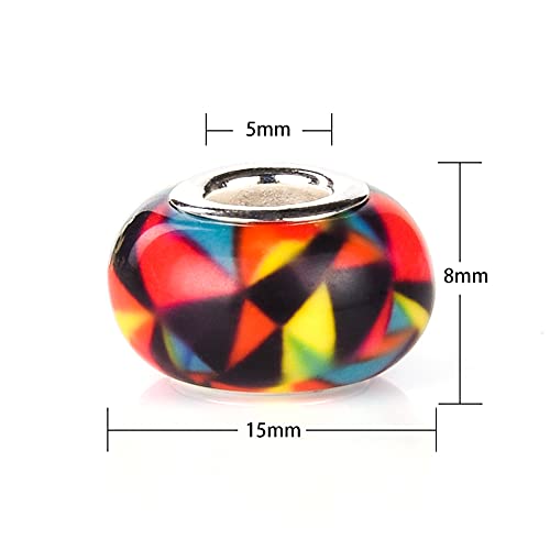 120 Pieces Assorted European Craft Beads Large Hole Lampwork Spacer Beads Colorful European Beads for DIY Necklace Bracelet Jewelry Making (Out Flower) - Thumbnail 4