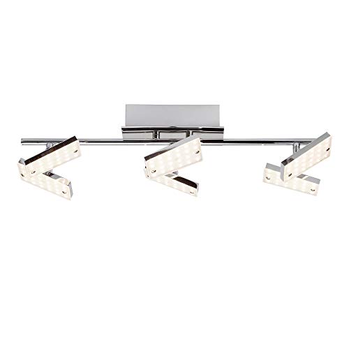 Plafonnier LED 6 ampoules en métal chrome et verre blanc chaud Brilliant g94333/15