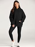 EFAN Bluzy damskie oversize, swetry wełniane, pulowery, długie rękawy, ubrania na zimę i jesień, modne ubrania w stylu Y2K, Czarny, S