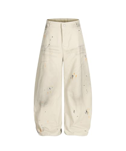 Unisex Wide Leg Graffiti Jeans Vintage Loose Fit Paint Splatter