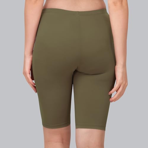 Image of SOIE Women's Mid Rise Soft Polyamide Spandex Knee Length Cycling Shorts
