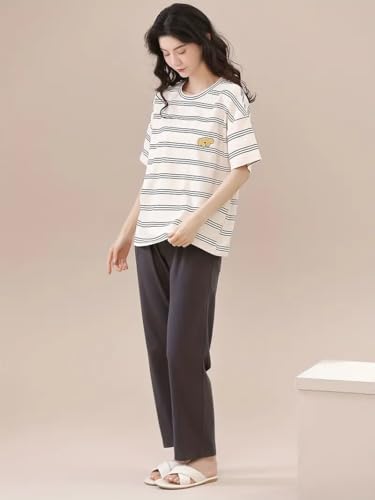 Image of Louis Luxe Womens Korean Night Dress || Full Pyjama Set || Korean Nightsuit ||Women Nightwear ||Round Neck Full Sleeve Nightsuit || Loungewear || Everyday Nightdress (ND-12)