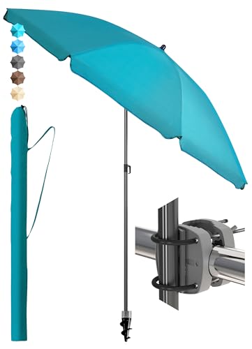 4smile Strandschirm SunnyJoy, Ø 180 cm - UPF 50+ Sonnenschirm Strand, Sonnenschirm Balkon - Strandschirm windfest stabil, Balkon-Schirm mit Hülle, Gartenschirm