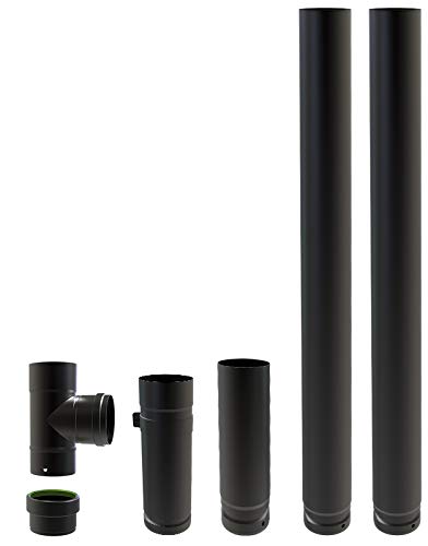 CONVESA Conduit de raccordement arriere - Ø 80 mm - Acier - Poele a granulés - Noir