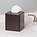 mDesign Modern Square Metal Paper Facial Tissue Box Cover Holder for Bathroom Vanity Countertops, Bedroom Dressers, Night Stands, Desks and Tables - 2 Pack - Matte Brown