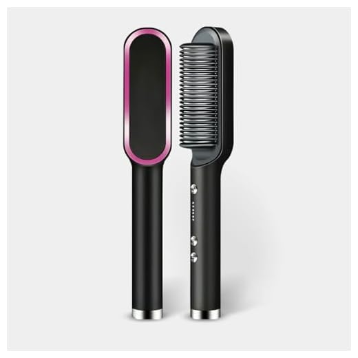 Escova Alisadora De Cabelo Escova Elétrica Alisadora E Modeladora De Cabelo Secadora Profissional 3 em 1 (Preto) - YODHE