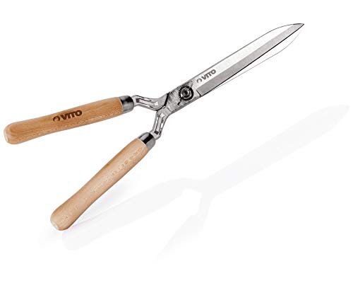 VITO - Cisaille de Jardin Taille Haies Manche Bois INOX et Fer forgé à la Main Haute qualité