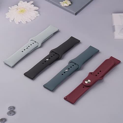 Amzpas Silicone Band for Amazfit GTR 3 Pro/ GTR 3/ GTR 2e/ GTR 2/ GTR 4/ Amazfit GTR 47mm Smart Watch, 22mm 4 Pack Soft Quick-Release Replacement Wristband with Simple Buckle, Sport Strap for Men