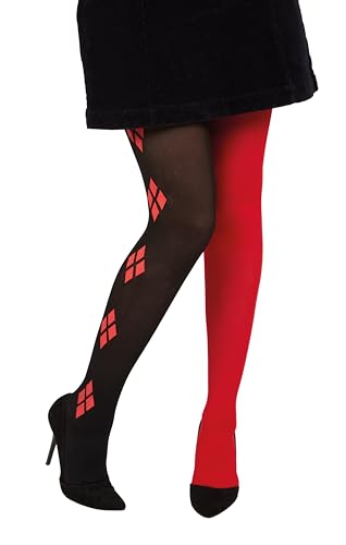 P'TIT Clown - 22165 - Collant Arlequin Opaque - Rouge, Noir - Parfait pour Compléter Votre Déguisement Adulte pour Carnaval, Halloween, Fêtes Costumées et...